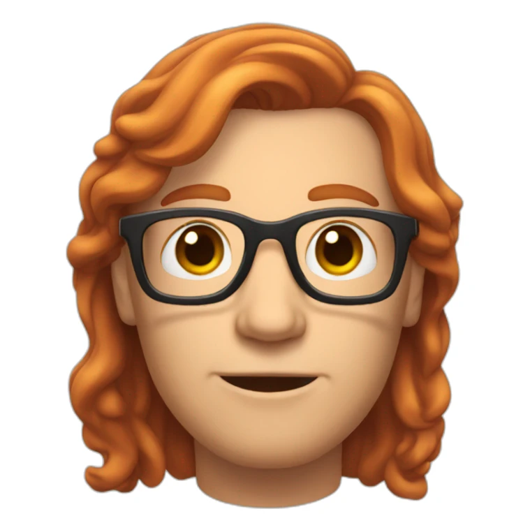 middle aged red head man with half length hair, wearing glasses sticker