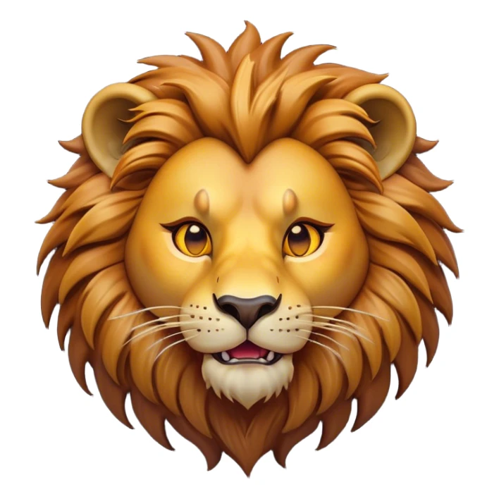 Cinematic Comical Lion Portrait Emoji, Head tilted dramatically with an exaggeratedly amused expression, featuring a striking tawny Fur with a flamboyant mane and wide, expressive amber eyes filled with playful disbelief, Simplified yet hilariously expressive features, highly detailed, glowing with a slightly sassy glow, high shine, dramatic yet playful, stylized with an air of cheeky jungle mischief, bright and endearing, soft glowing outline, capturing the essence of a spirited and over-the-top lion, so meme-worthy it feels like it could roar its way into internet fame instantly! sticker