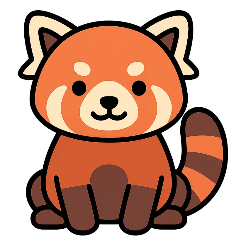 cute red panda icon with color outline sticker