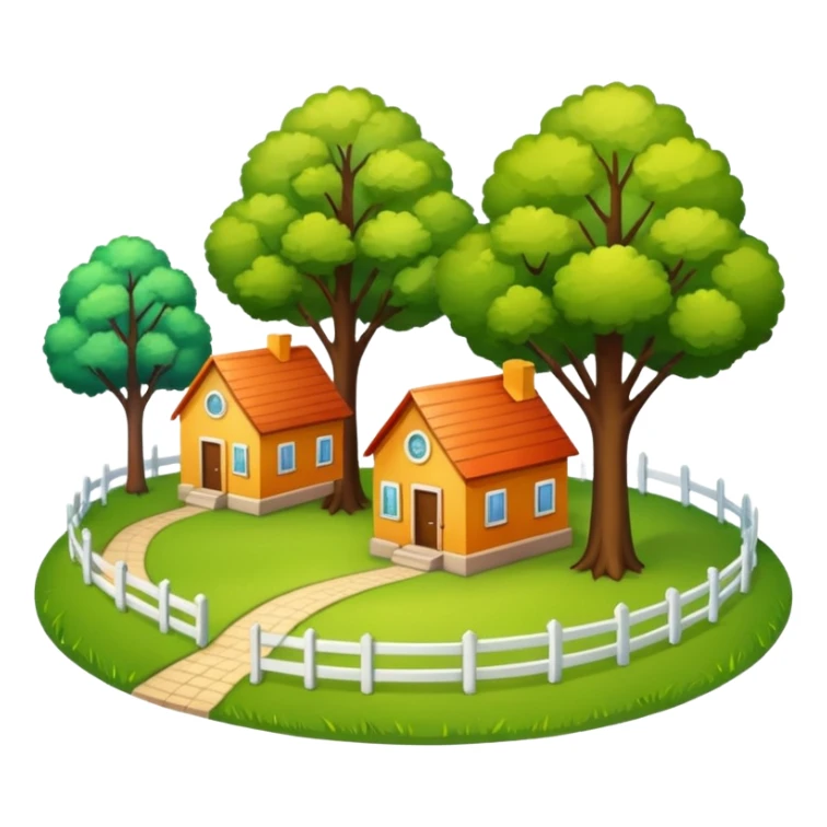 a realistic plot of land with trees and houses sticker