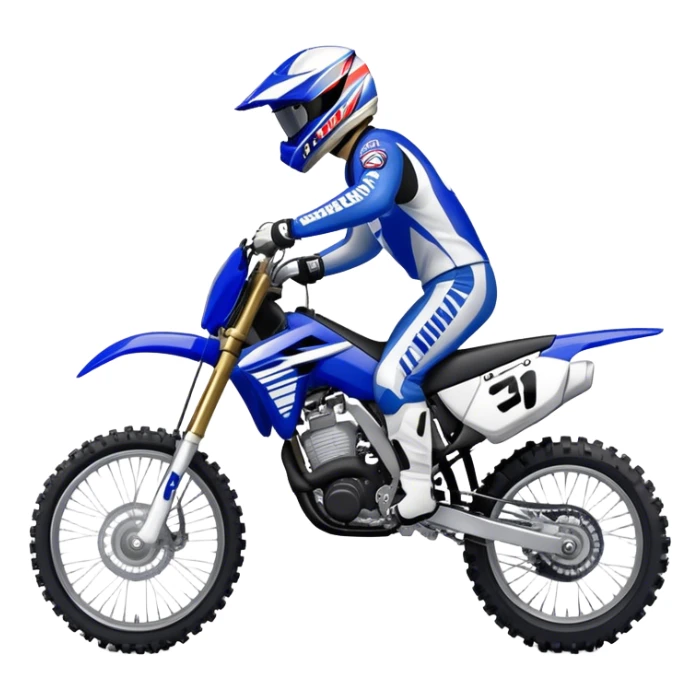 Moto cross bleu et blanc yamaha  sticker