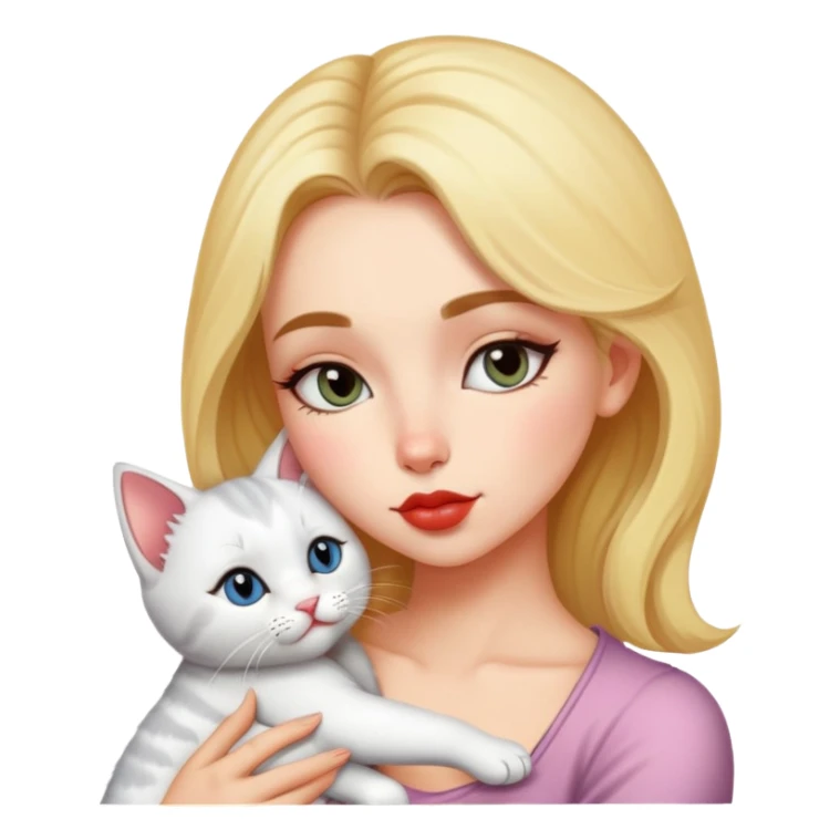 A pretty alternative woman kissing a kitty on the forehead so tenderly sticker
