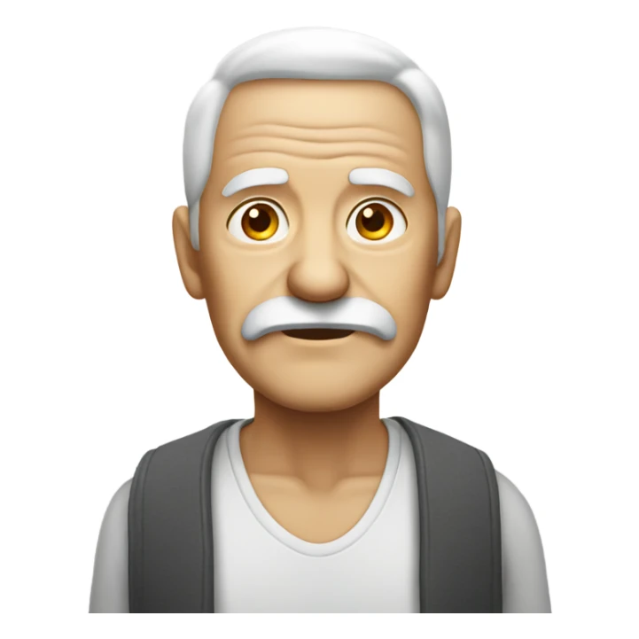 A old man with white around mouth sticker