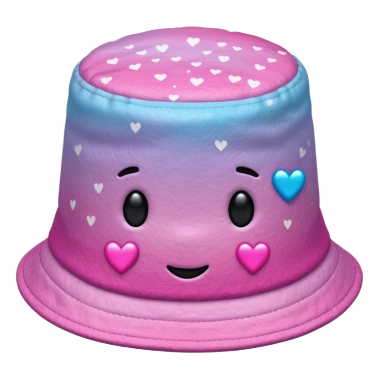 Pink ombre bucket hat with hearts and glitter sticker