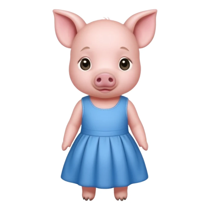 a baby pig wear blue dress sticker