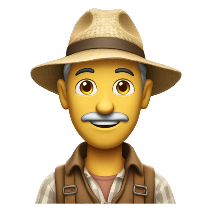 Realistic toon Human Adult Farmer, toon match game 3D character rendered sticker