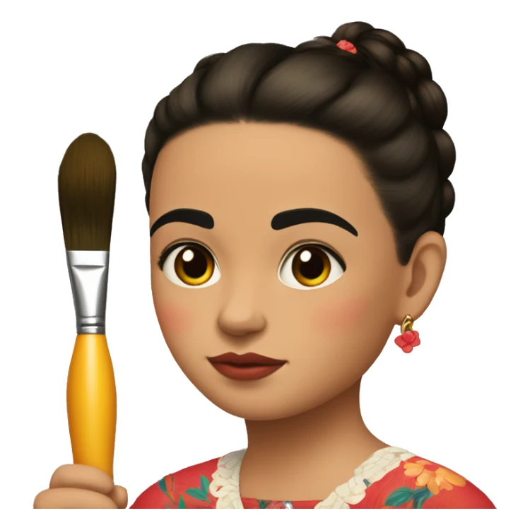 frida calo as a kid with paintbrush sticker