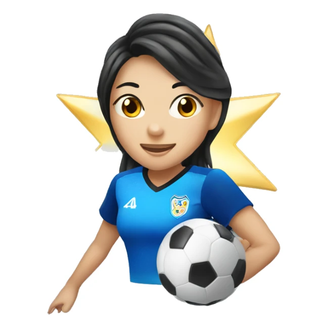 Women's soccer player, Asian, sparkling stars sticker