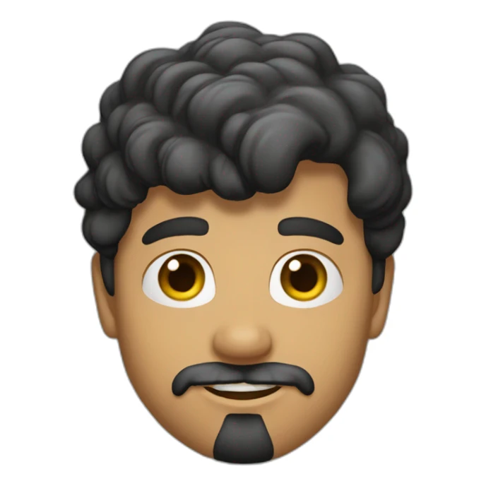 25-year-old man, brunette, wears full goatee, wears a low tuft sticker