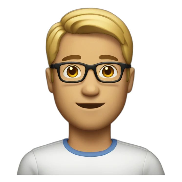 Dark blond guy with a buzz-haircut and glasses and a really short beard sticker