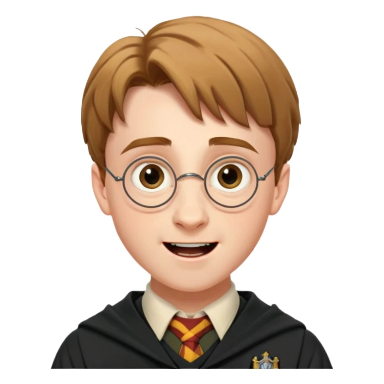 Hugh Mitchell is colin creevey in harry potter, wear hogwarts uniform,  Short light brown hair, small and skinny, wide mouth, with a perpetual look of excitement on his face. sticker