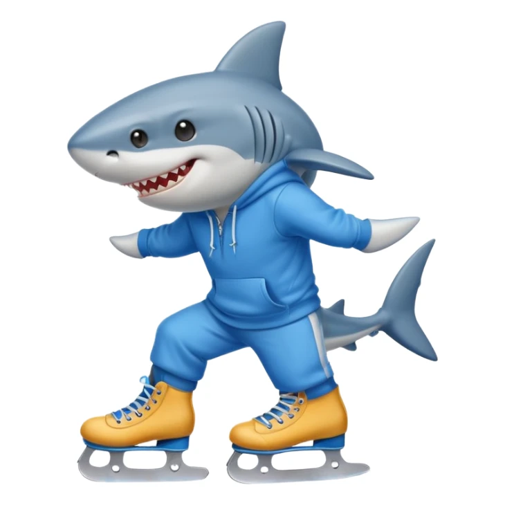 A shark wearing a hoodie ￼in skates ￼ sticker