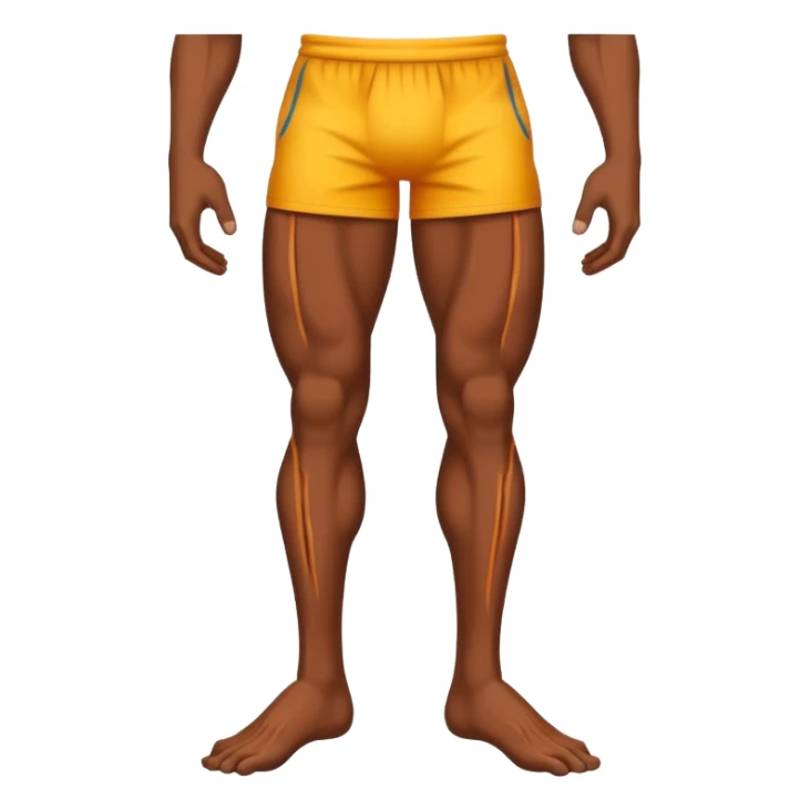 Emoji-style illustration of a single muscular and defined human leg, showing visible muscle lines and a strong, shredded look. Isolated from the body. Smooth, clean vector emoji style, bright flat colors, bold outlines, minimal shading, rounded shapes, high-resolution emoji aesthetic. sticker