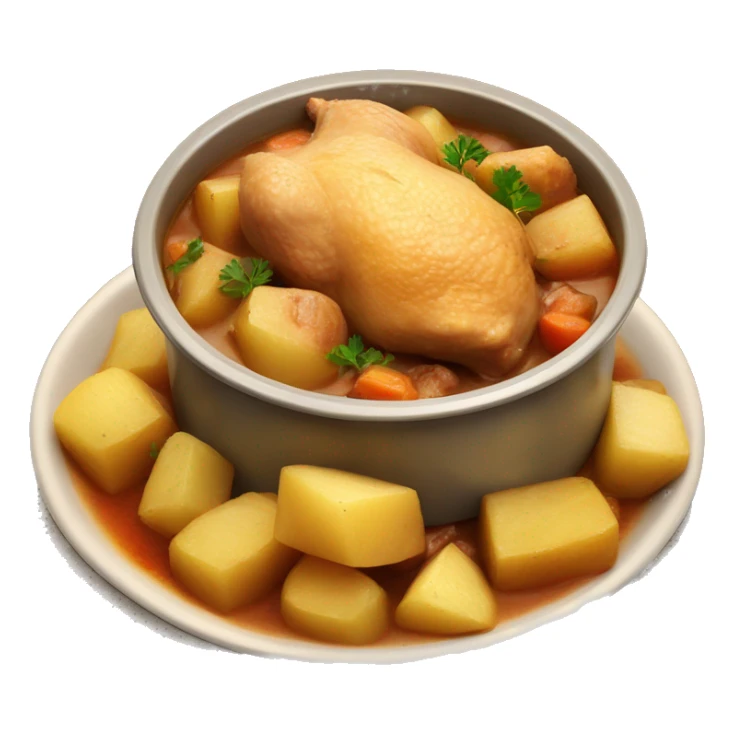 chicken chunk stew with cubed potatoes sticker