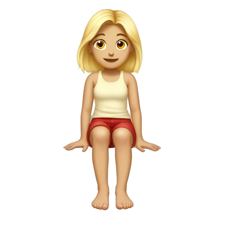 girl looking at her feet blonde hair red toes sticker