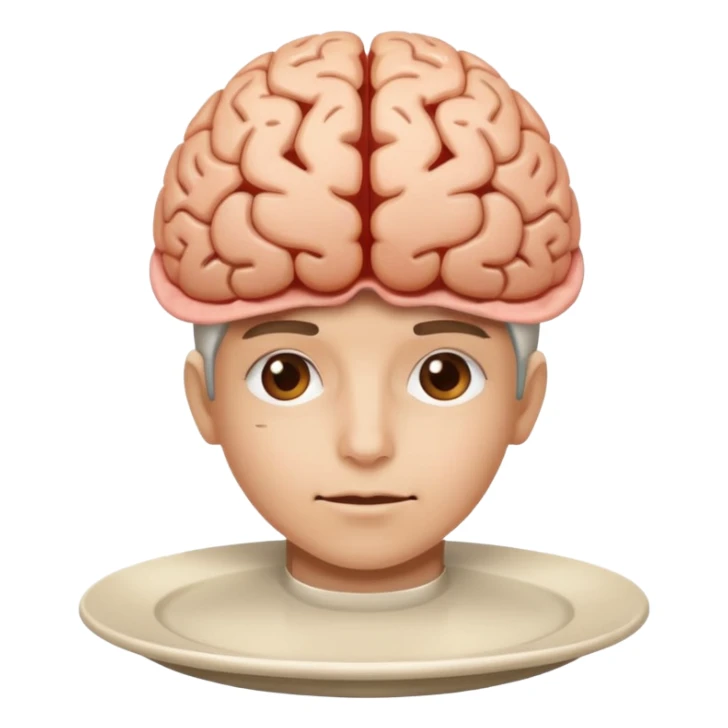 Brain on a plate next to head  sticker