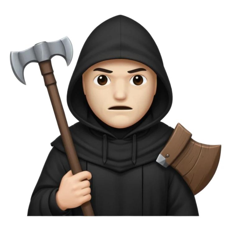 an executioner with a black hood/ sheet on his face so we can't see his face and a big axe in his hand sticker