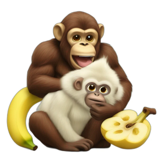 Glace Yellowstone with cherry and banana eated by a monkey sticker