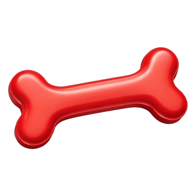 A shiny red plastic dog bone toy with a smooth, glossy finish. sticker