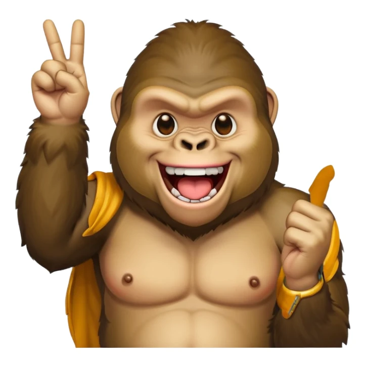 Gorilla that's holding the peace sign and laughing really hard just a normal gorilla sticker
