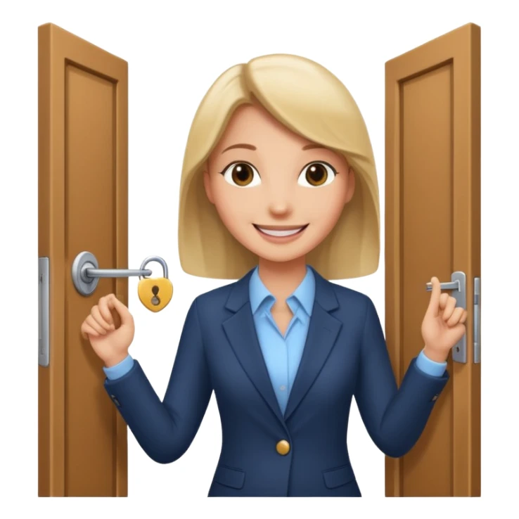 Corretor de imóveis abrindo porta com chave sticker
