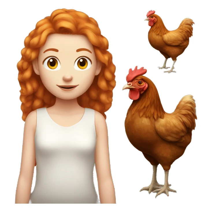 Ginger girl with a brahma hen sticker