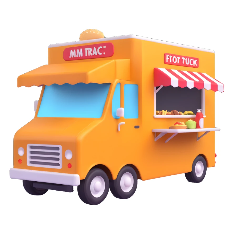 generate me a 3D food truck sticker