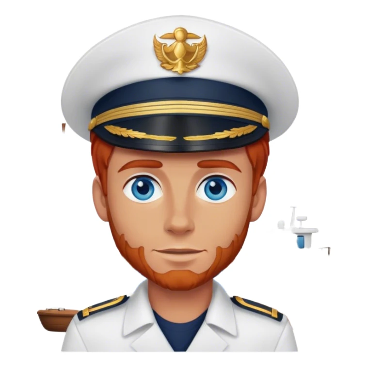 a male boat captain with medium red hair and blue eyes sticker