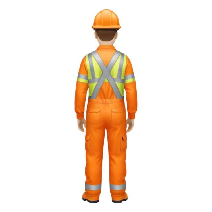 Engineer in orange hi-vis overalls facing away sticker