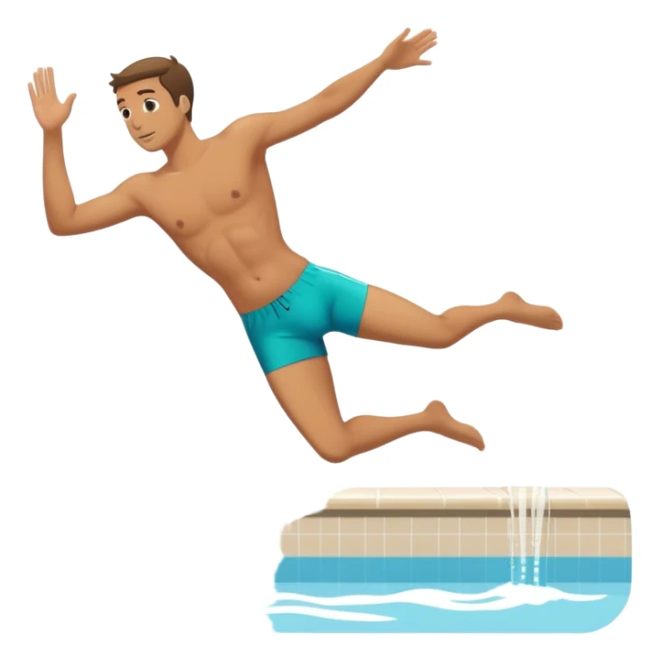 un hombre tirandose a una piscina sticker
