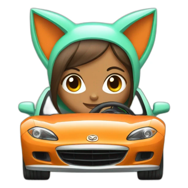 girl with fox ears driving a mint mazda sticker