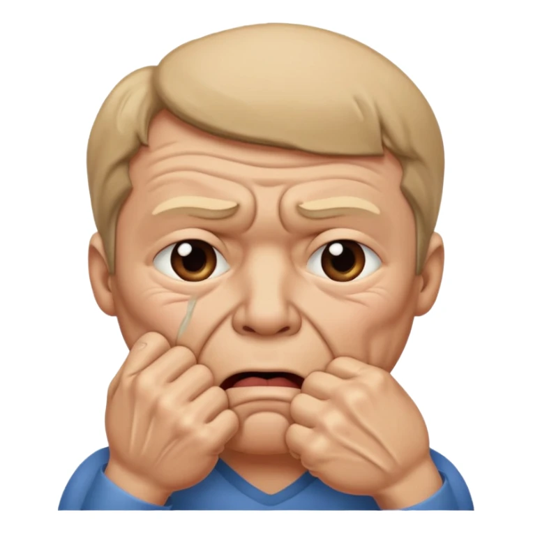 Crying man with his fist holding to his mouth sticker