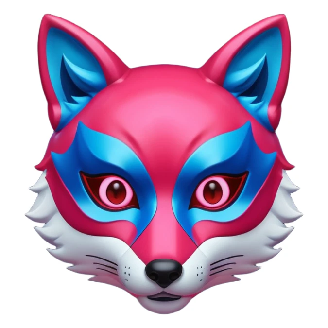 Luminous and neon mask with red, blue and pink fox glow. sticker