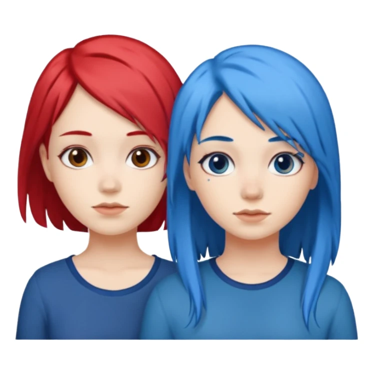 👭one having blue hair and one having red hair sticker