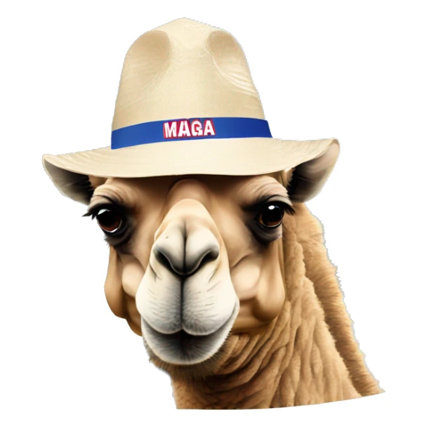 camel wearing a MAGA hat and soaking in a hot tub sticker