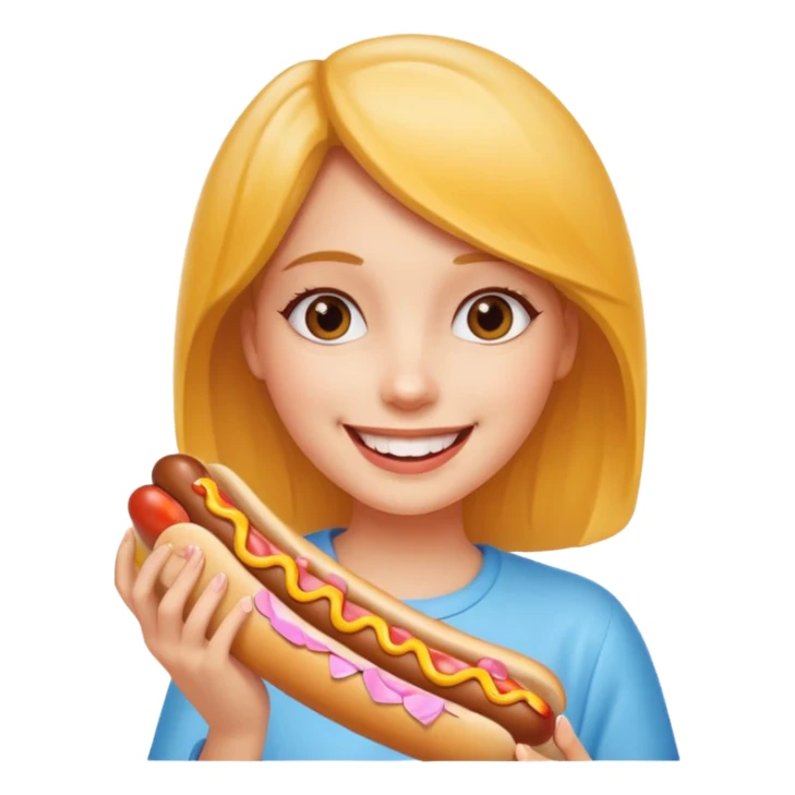 girl holding hot dog sticker