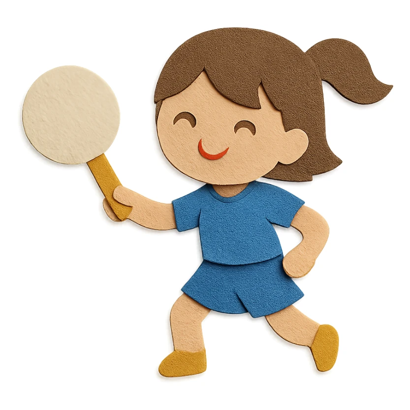 paper craft style brown-haired girl playing tamburello sport sticker
