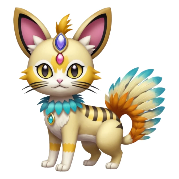 Meloetta-Meowth-Gatomon-Trico-Pokémon-Fakémon-fusion-hybrid-creature sticker