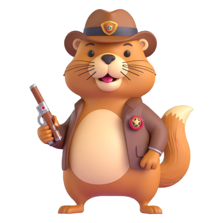 beaver with a cigar, flashy rings, and a tommy gun, classic gangster look sticker