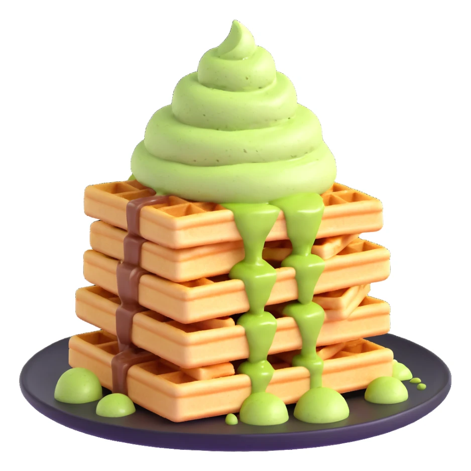 matcha ice cream on a stack of waffles sticker