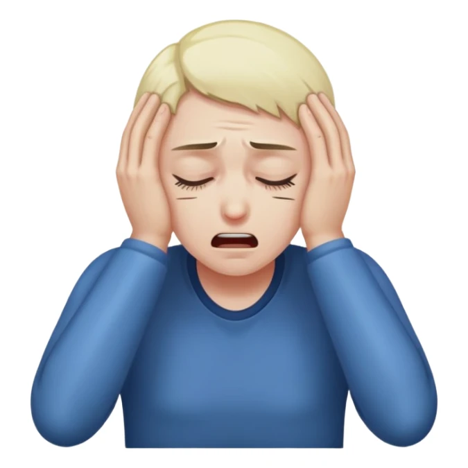 Face clutching head in agony and pain sticker