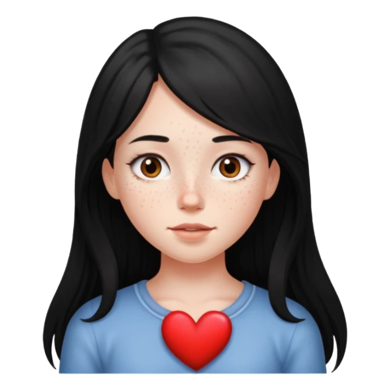 girl with dark long hair heart short sticker