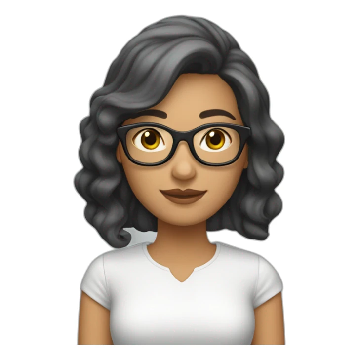 Una mujer de 36 años, piel morena clara, lentes blancos, cabello negro  sticker