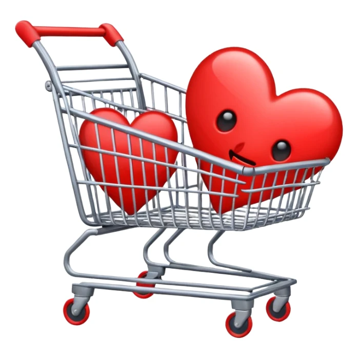 emoji of empty shopping cart with broken heart inside sticker