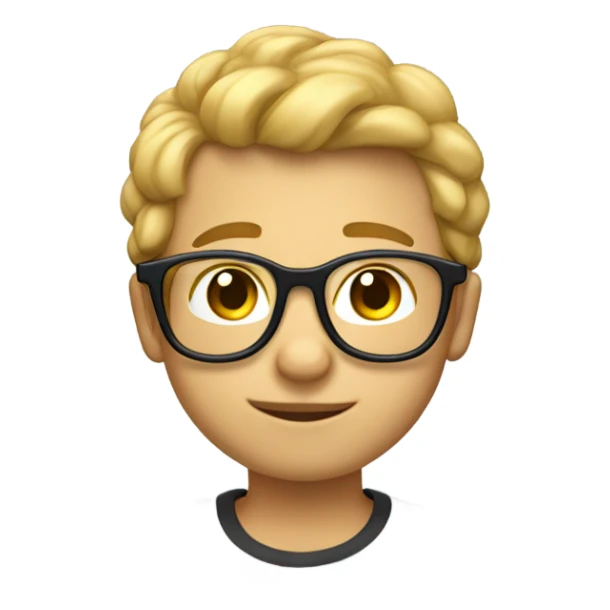 niño con lentes de 15 años de pelo rubio sticker