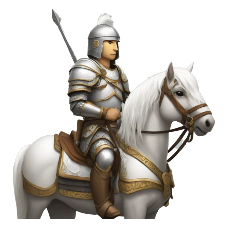a white avar nomadic soldier on a horse from the side with little armor on sticker
