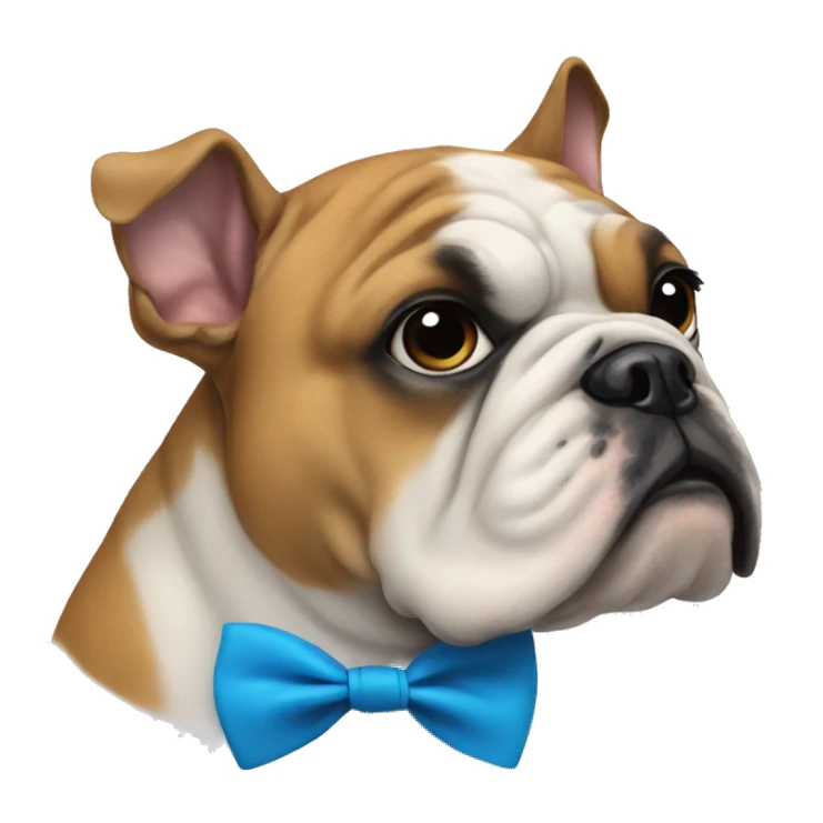 Cute bulldog wearing a blue bow tie  sticker