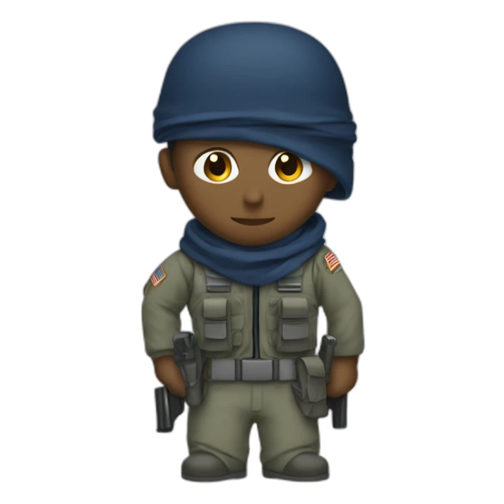 soldier with navy-blue bandana and gray sneaking suit sticker