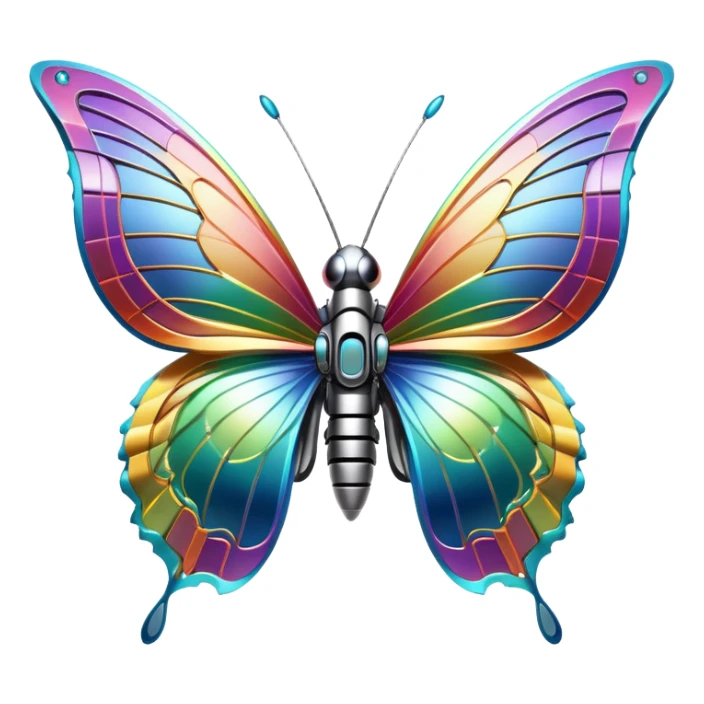 Robotic Iridescent Rainbow Cybernetic Futuristic Cyber Butterfly sticker