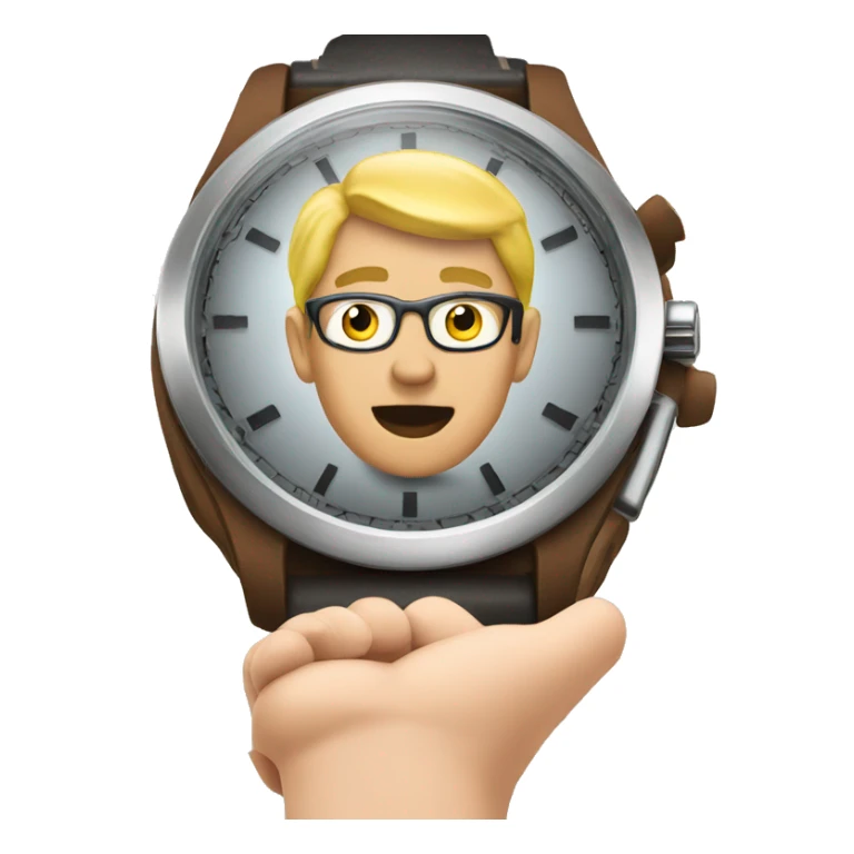 man looking at his wrist watch sticker